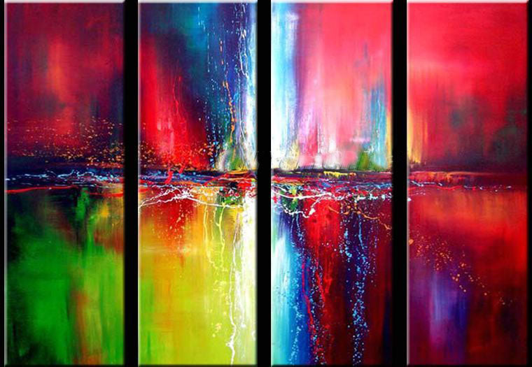 Red Color Painting, Modern Art, Abstract Wall Art, Wall Painting, Acrylic Art, Modern Wall Art, Abstract Art, Canvas Painting, Abstract Painting, 4 Piece Wall Art-Paintingforhome