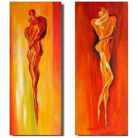Contemporary Art, Abstract Art of Love, Bedroom Wall Decor, Art on Canvas, Lovers Painting-Paintingforhome