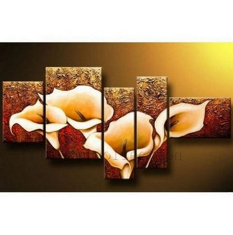 Abstract Painting, Calla Lily Painting, Canvas Art Painting, Large Wall Art, Huge Wall Art, Acrylic Art, 5 Piece Wall Painting, Canvas Painting, Hand Painted Art-Paintingforhome