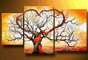 Love Tree Painting, Acrylic Painting for Living Room, 3 Piece Canvas Painting, Tree of Life Painting, Hand Painted Canvas Art-Paintingforhome