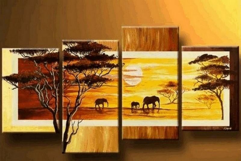 African Painting, Sunset Painting, Large Painting for Sale, Hand Painted Canvas Art, Landscape Paintings, Living Room Wall Art Paintings-Paintingforhome