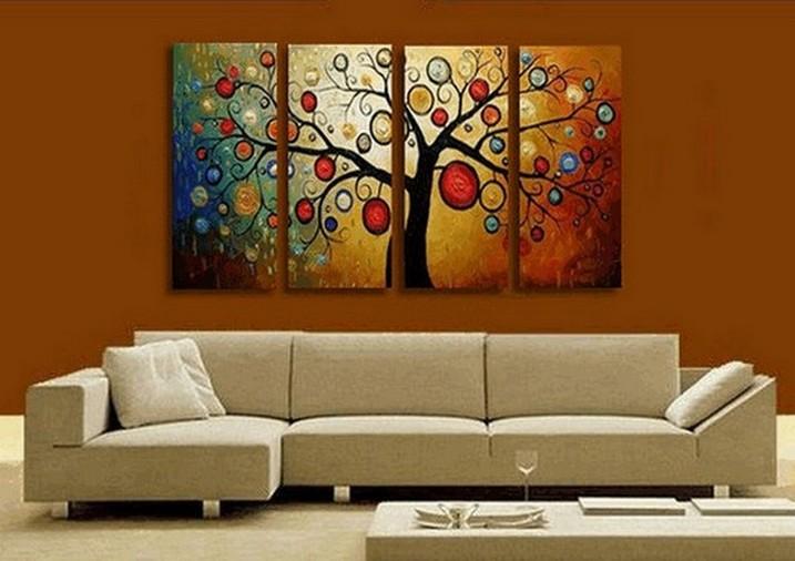 Abstract Painting, Tree of Life Painting, Abstract Art, 4 Piece Canvas Art, Contemporary Art, Modern Art-Paintingforhome