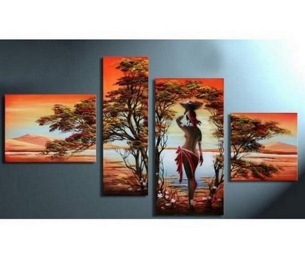 African Girl Painting, Hand Painted Canvas Art, Acrylic Painting on Canvas, African Canvas Painting, Living Room Wall Art Paintings-Paintingforhome