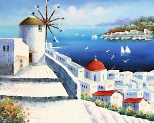 Landscape Painting, Wall Art, Large Painting, Mediterranean Sea Painting, Canvas Painting, Bedroom Art, Oil Painting, Canvas Wall Art-Paintingforhome