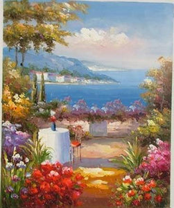 Canvas Painting, Landscape Oil Painting, Summer Resort Painting, Wall Art, Large Painting, Living Room Wall Art, Oil Painting, Canvas Wall Art, Gaden Flower-Paintingforhome