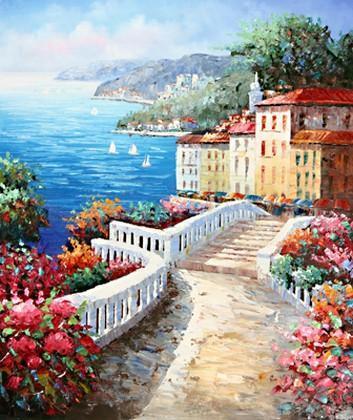 Landscape Painting, Wall Art, Canvas Painting, Large Painting, Bedroom Wall Art, Oil Painting, Art Painting, Canvas Art, Seascape Art, Garden Path-Paintingforhome