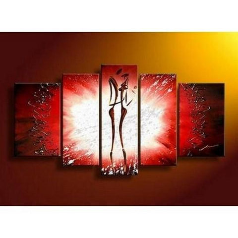 Canvas Art, 5 Panel Canvas Art, Abstract Art of Love, Canvas Painting, Wall Art, Lovers Painting-Paintingforhome