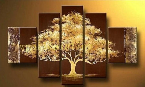 Simple Modern Art, Tree of Life Painting, Acrylic Abstract Painting, 5 Piece Canvas Painting, Acrylic Painting for Bedroom-Paintingforhome