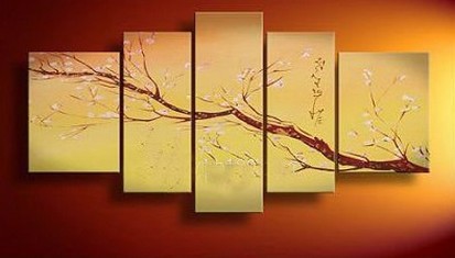 Flower Tree Painting, Plum Tree, Abstract Art, Abstract Painting, Canvas Painting, Wall Art, Large Abstract Art, Acrylic Art, Bedroom Wall Art-Paintingforhome