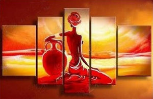 African Canvas Paintings, African Girl Painting, Sunset Painting, Canvas Painting for Living Room, African Woman Painting, Buy Art Online-Paintingforhome