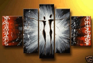 Dancing Figure Painting, Canvas Painting, Wall Art, Large Art, Abstract Painting, 5 Piece Wall Art, Bedroom Wall Art-Paintingforhome