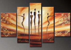 Canvas Art, 5 Piece Canvas Art, Dancing Figure Painting, Abstract Art, Canvas Painting, Wall Art, Large Art, Abstract Painting, Bedroom Wall Art-Paintingforhome