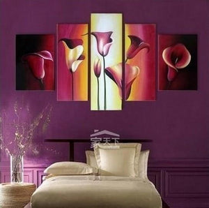 Abstract Flower Painting, Calla Lily Painting, Acrylic Flower Art, Canvas Painting for Dining Room, Abstract Painting, 5 Piece Wall Art Paintings-Paintingforhome