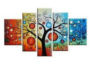 Tree of Life Painting, Abstract Art, Abstract Painting, Large Canvas Art, Heavy Texture Art, Flower Art, Canvas Painting, 5 Piece Wall Art, Modern Art, Acrylic Art-Paintingforhome