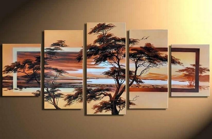 Tree of Life Painting, Ready to Hang, Large Art, Abstract Art, Flower Oil Painting, Abstract Painting, Canvas Painting, 5 Piece Wall Art, Canvas Art Painting-Paintingforhome