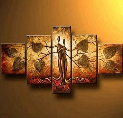 Canvas Painting, Abstract Painting, Tree of life Painting, Ready to Hang, Abstract Wall Art, 5 Piece Art Painting-Paintingforhome