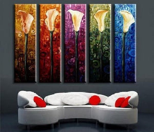 Acrylic Flower Painting, Calla Lily Painting, Flower Canvas Painting, Acrylic Canvas Painting for Bedroom, Multiple Canvas Painting-Paintingforhome