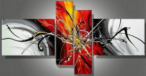 Simple Canvas Art Painting, Modern Abstract Painting, Acrylic Painting for Living Room, 4 Piece Wall Art, Contemporary Acrylic Paintings-Paintingforhome