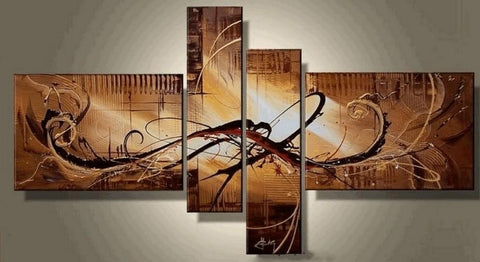 Simple Canvas Art Painting, Acrylic Art Painting on Canvas, 4 Panel Wall Art, Canvas Painting for Sale, Hand Painted Acrylic Paintings-Paintingforhome