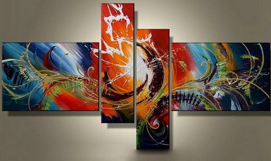 Modern Acrylic Painting, Large Wall Art Paintings, 4 Panel Wall Art Ideas, Abstract Lines Painting, Living Room Canvas Painting, Hand Painted Canvas Art-Paintingforhome