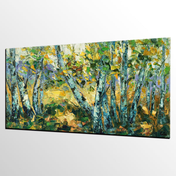Landscape Wall Art Paintings, Custom Palette Knife Paintings, Autumn Tree Painting, Impression Painting, Landscape Painting on Canvas-Paintingforhome