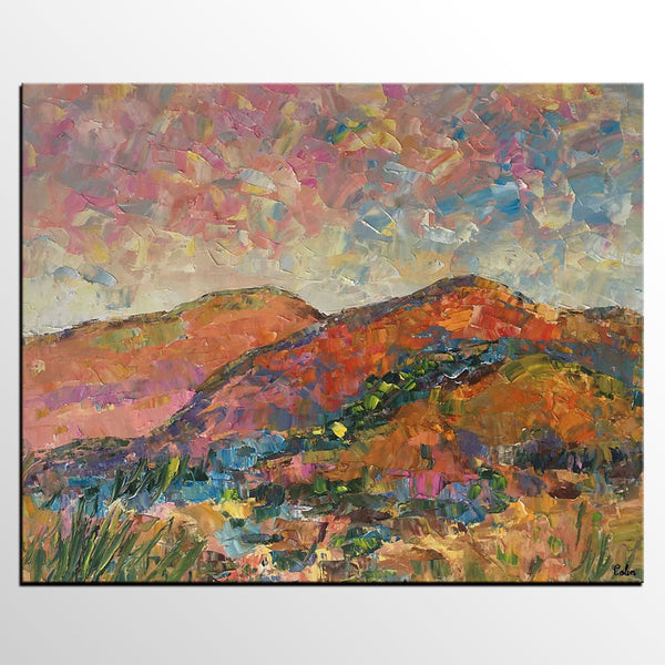 Custom Landscape Oil Painting, Original Artwork, Autumn Mountain Painting, Canvas Painting-Paintingforhome