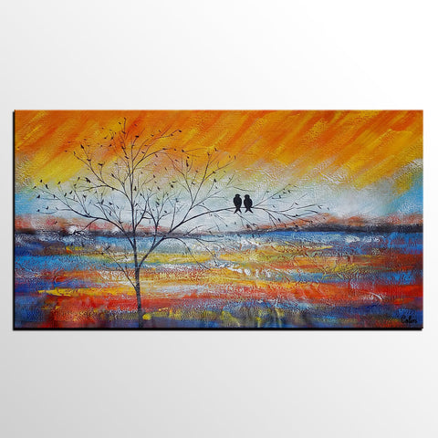 Acrylic Abstract Painting, Love Birds Painting, Living Room Wall Art Paintings, Custom Original Paintings, Acrylic Painting for Sale-Paintingforhome