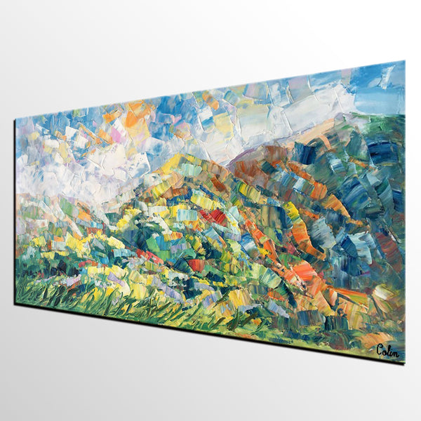 Spring Mountain Landscape Painting, Canvas Artwork, Original Artwork, Custom Extra Large Art-Paintingforhome