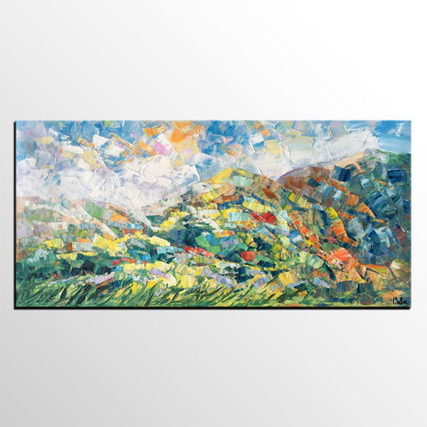Spring Mountain Landscape Painting, Canvas Artwork, Original Artwork, Custom Extra Large Art-Paintingforhome