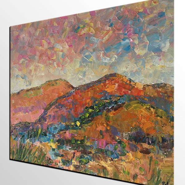 Custom Landscape Oil Painting, Original Artwork, Autumn Mountain Painting, Canvas Painting-Paintingforhome