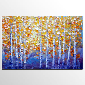 Autumn Landscape Paintings, Tree Painting, Modern Landscape Painting, Custom Art, Canvas Painting for Living Room-Paintingforhome