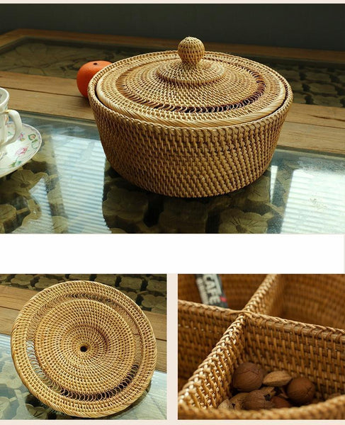 Indonesia Woven Storage Basket, Small Food and Snacks Basket, Kitchen Storage Basket, Storage Basket for Dining Room-Paintingforhome