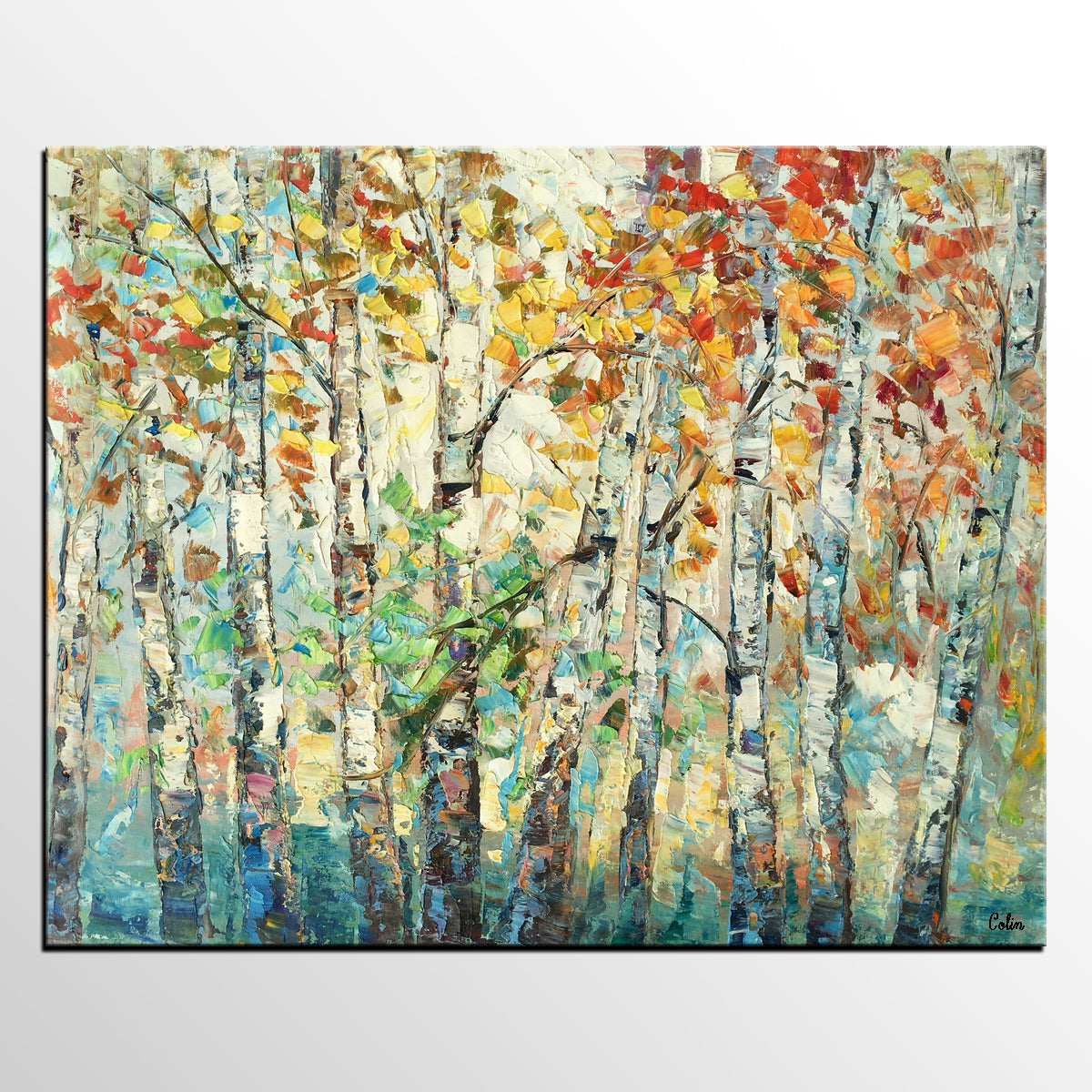 Autumn Tree Painting, Forest Tree Painting, Landscape Painting for Living Room, Buy Paintings Online, Custom Original Painting-Paintingforhome