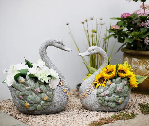Extra Large Swan Flower Pot, Animal Statue for Garden Ornament, Swan Statues, Villa Courtyard Decor, Outdoor Decoration Ideas, Garden Ideas-Paintingforhome