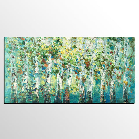 Original Painting, Spring Tree Painting, Custom Extra Large Painting, Oil Painting for Dining Room-Paintingforhome