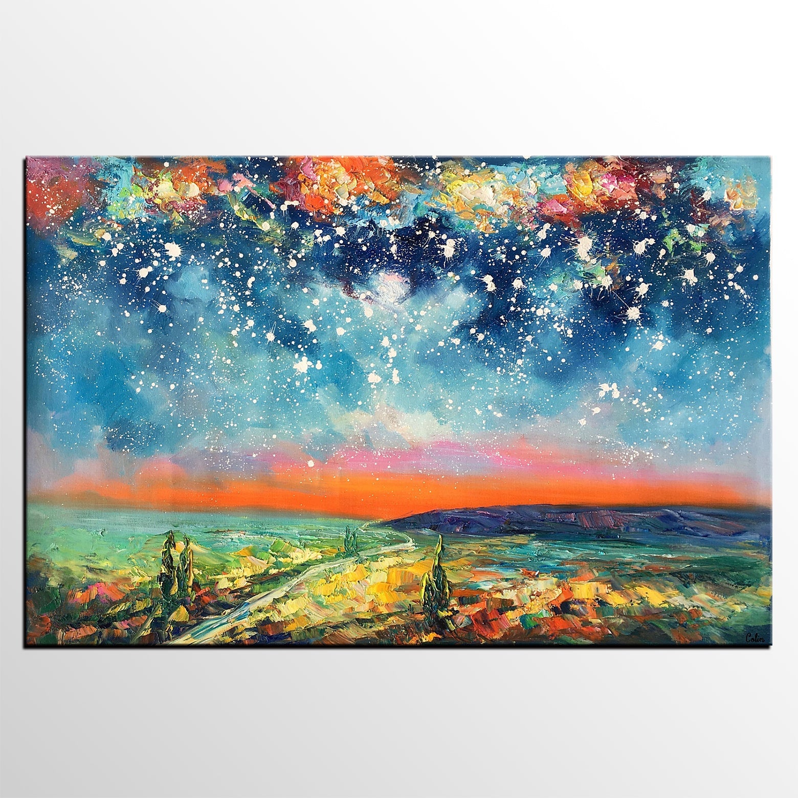 Buy Art Online, Abstract Art for Sale, Starry Night Sky Painting, Custom Extra Large Painting-Paintingforhome