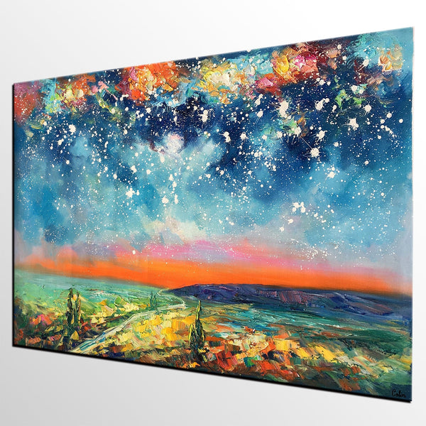 Buy Art Online, Abstract Art for Sale, Starry Night Sky Painting, Custom Extra Large Painting-Paintingforhome