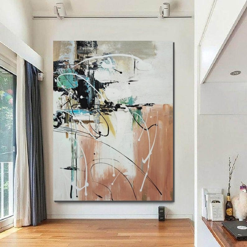 Living Room Wall Art Painting, Extra Large Acrylic Painting, Simple Mo ...