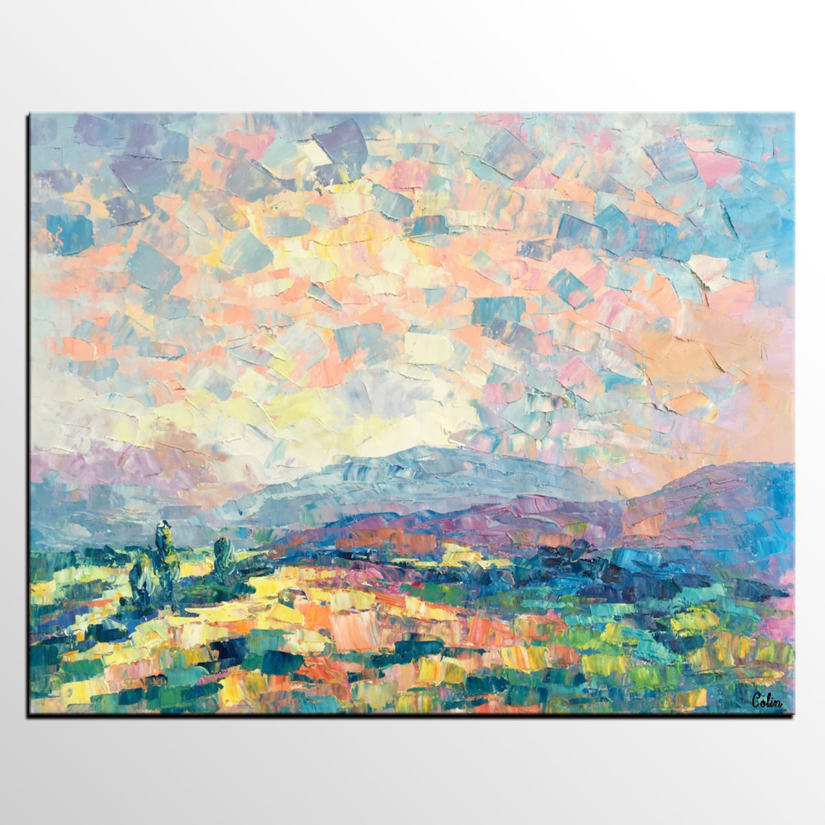 Custom Landscape Oil Painting, Original Artwork, Spring Mountain Painting, Canvas Painting-Paintingforhome