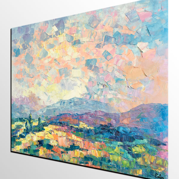 Custom Landscape Oil Painting, Original Artwork, Spring Mountain Painting, Canvas Painting-Paintingforhome