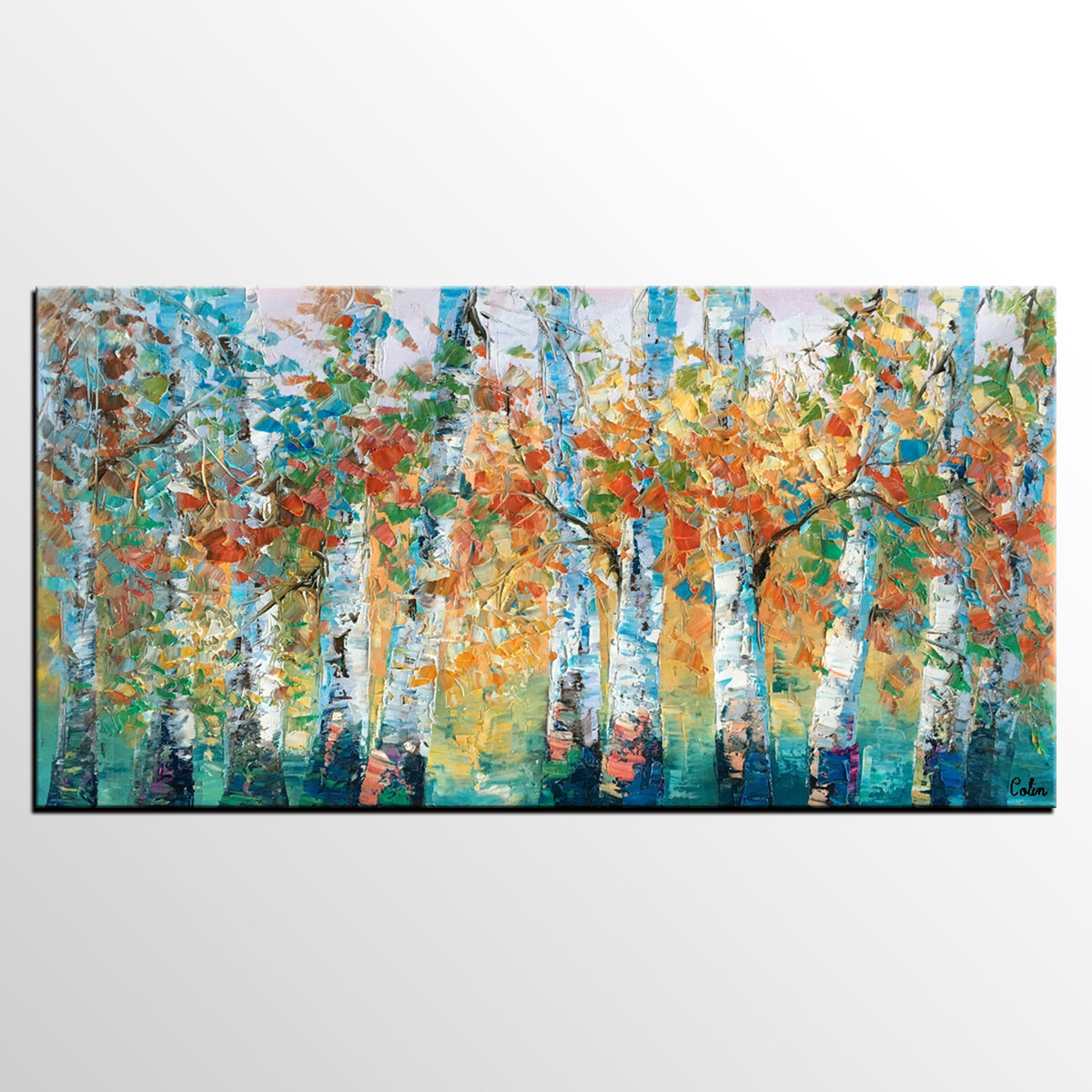 Forest Tree Painting, Custom Extra Large Painting, Original Painting, Oil Painting for Dining Room-Paintingforhome