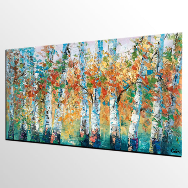 Forest Tree Painting, Custom Extra Large Painting, Original Painting, Oil Painting for Dining Room-Paintingforhome