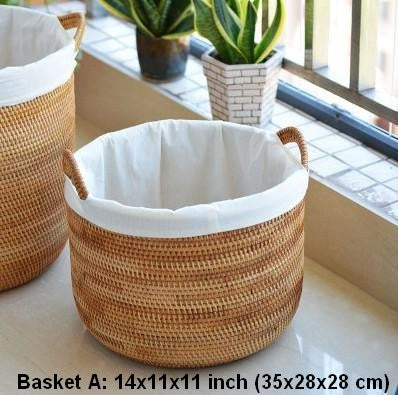 Round Storage Baskets, Extra Large Rattan Storage Baskets, Oversized Laundry Storage Baskets, Storage Baskets for Clothes, Storage Baskets for Bathroom-Paintingforhome