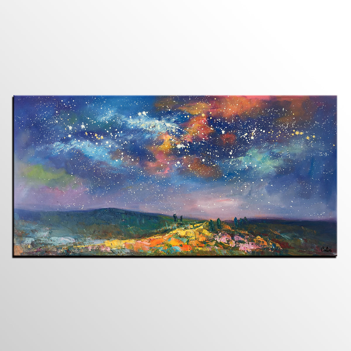 Starry Night Sky Oil Painting, Abstract Art, Modern Art Painting, Custom Extra Large Painting-Paintingforhome