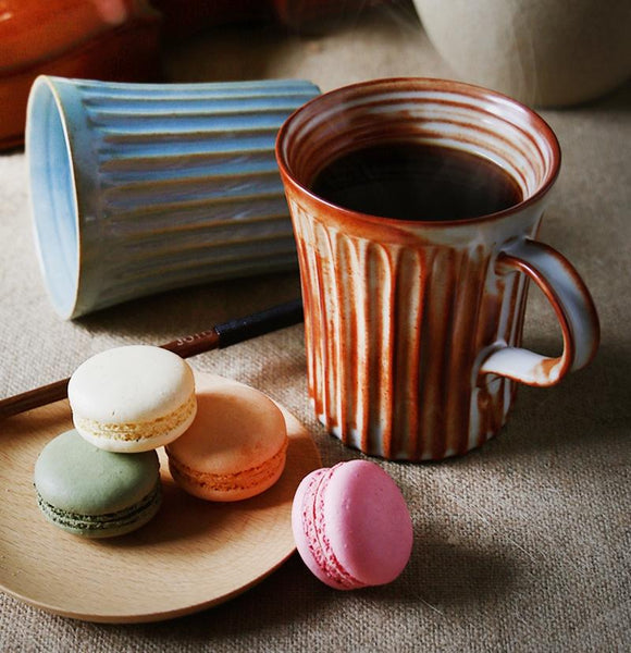 Cappuccino Coffee Mug, Handmade Pottery Coffee Cup, Large Capacity Coffee Cup, Large Tea Cup-Paintingforhome