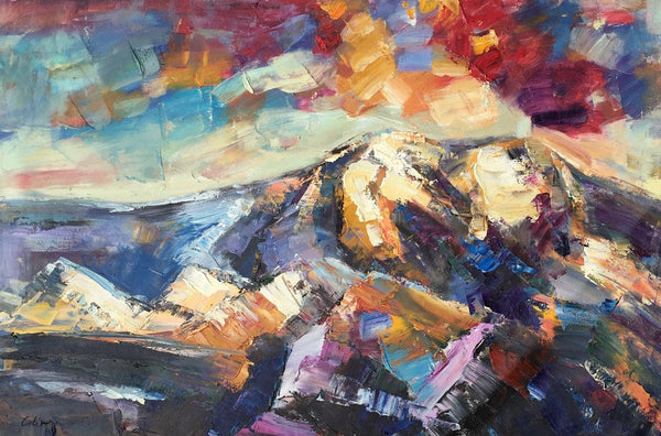 Mountain Landscape Painting, Custom Abstract Oil Paintings, Large Landscape Oil Painting, Large Painting for Sale-Paintingforhome