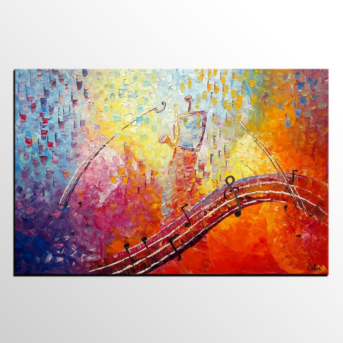 Canvas Painting, Abstract Art, Music Painting, Saxophone Player, Custom Painting, Abstract Painting-Paintingforhome