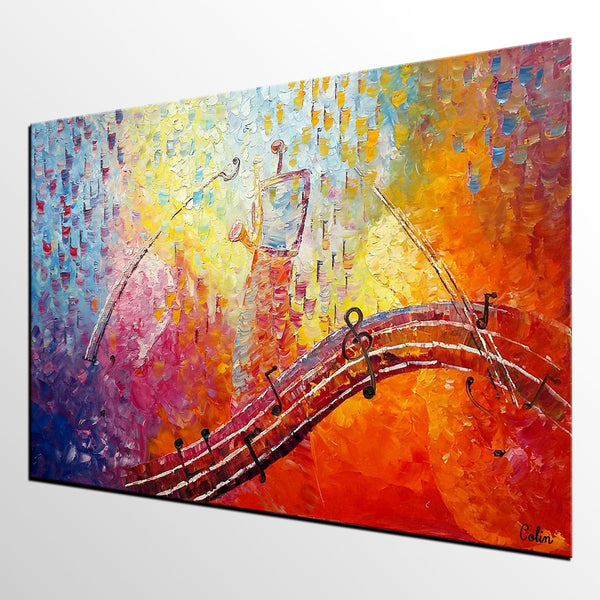 Canvas Painting, Abstract Art, Music Painting, Saxophone Player, Custom Painting, Abstract Painting-Paintingforhome
