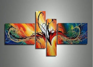 Modern Art on Canvas, 4 Piece Canvas Art, Bedroom Abstract Wall Art, Acrylic Abstract Painting, Contemporary Art for Sale-Paintingforhome