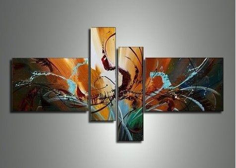 Modern Canvas Painting for Living Room, Abstract Painting on Canvas, 4 Piece Canvas Art, Abstract Acryli Wall Art Paintings, Contemporary Wall Art Ideas-Paintingforhome